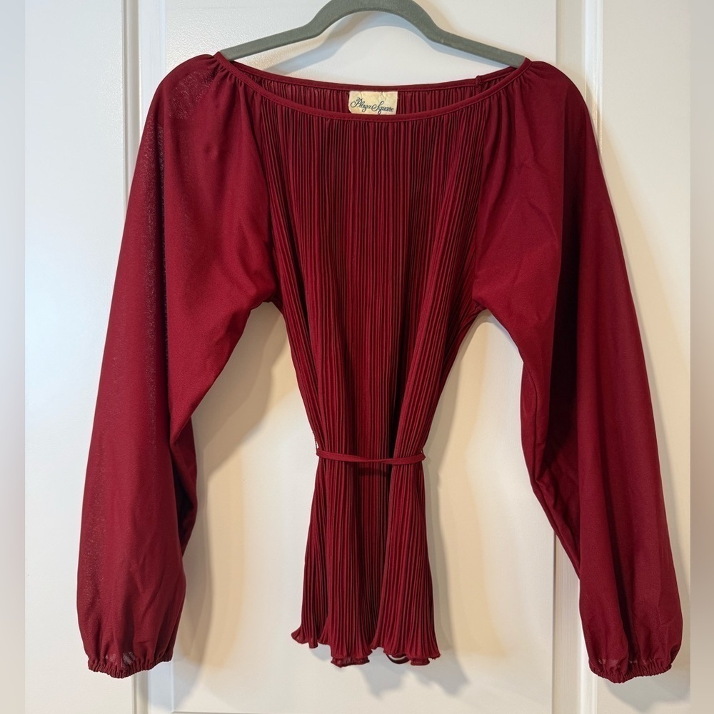 Vintage Skirt / Blouse Set Maroon Red Size 10/12 - Picture 2 of 8